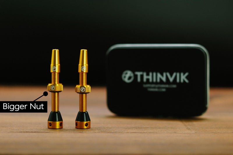Thinvik Super Light Alloy Presta Tubeless Valve Stem Kit - 65mm, 2 Valves (with Aluminum Alloy Cap) + Core Removal Tool (Gold) - Image 2